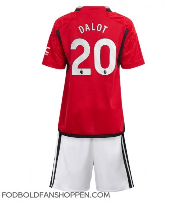 Manchester United Diogo Dalot #20 Hjemmebanetrøje Børn 2023-24 Kortærmet (+ Korte bukser)